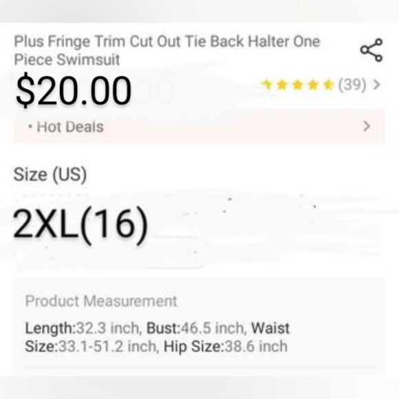 SHEIN 2XL brown fringe trim cut out tie back halter one piece swimsuit - Picture 6 of 11